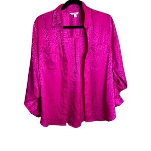 Candies Hot Pink Size Medium cheetah blouse, Mob Wife Animal Print